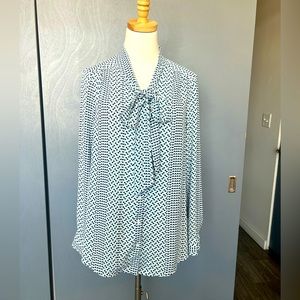 Rachel Zoe Geometic Print Bow Front Blouse